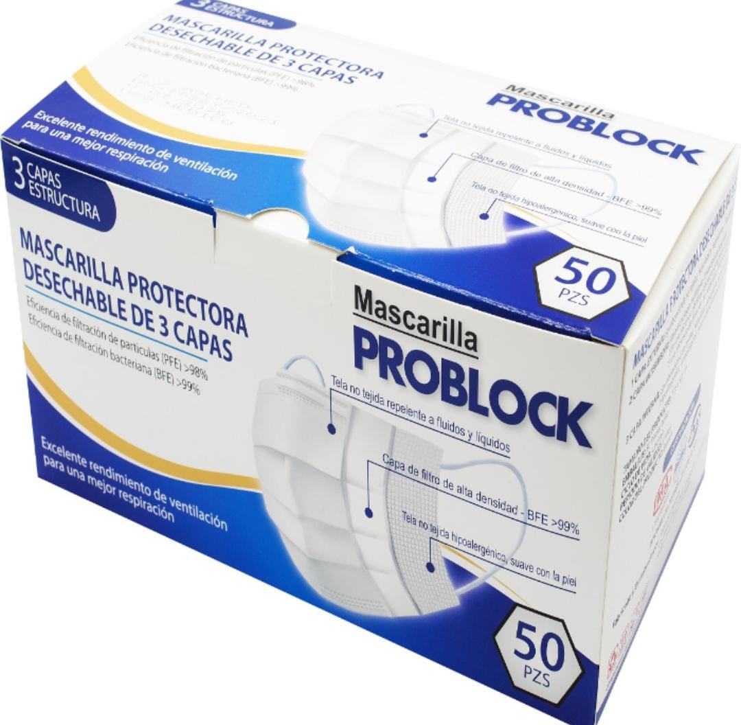 Barbijo Quirurgico Blanco Problock X Unidad